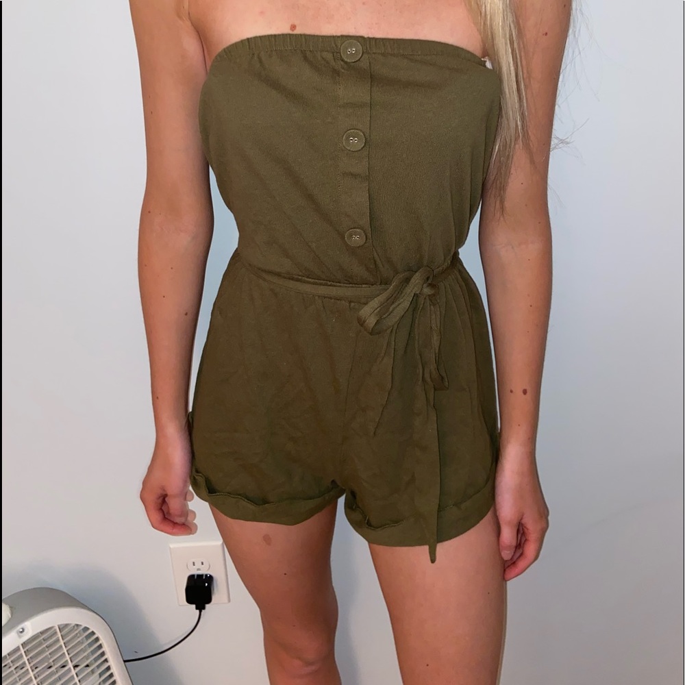 Urban Outfitters Strapless Army Green Romper